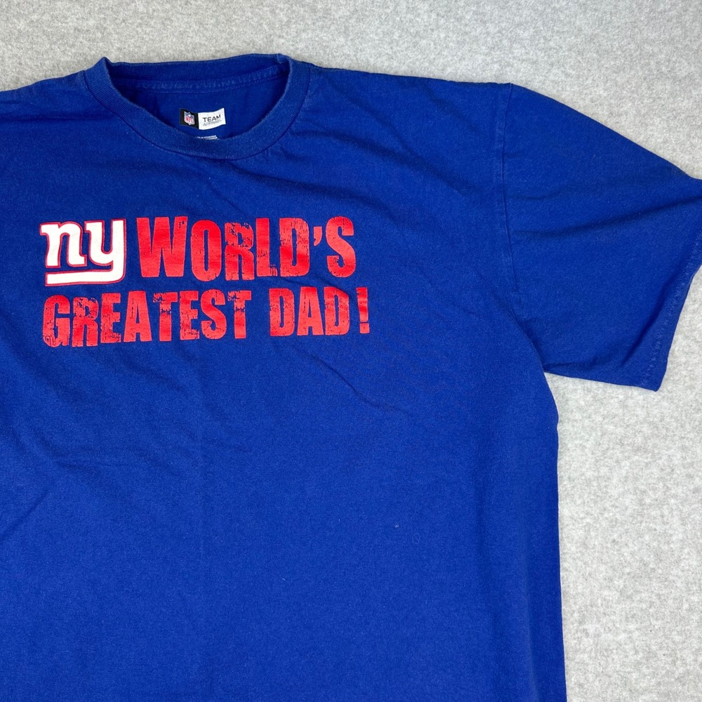 NFL Team Apparel New York Giants Worlds Greatest Dad T-Shirt Blue XL Cotton - Picture 1 of 8
